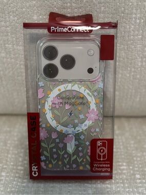 iPhone 17 Floral Clear Phone Case - Pink & Green